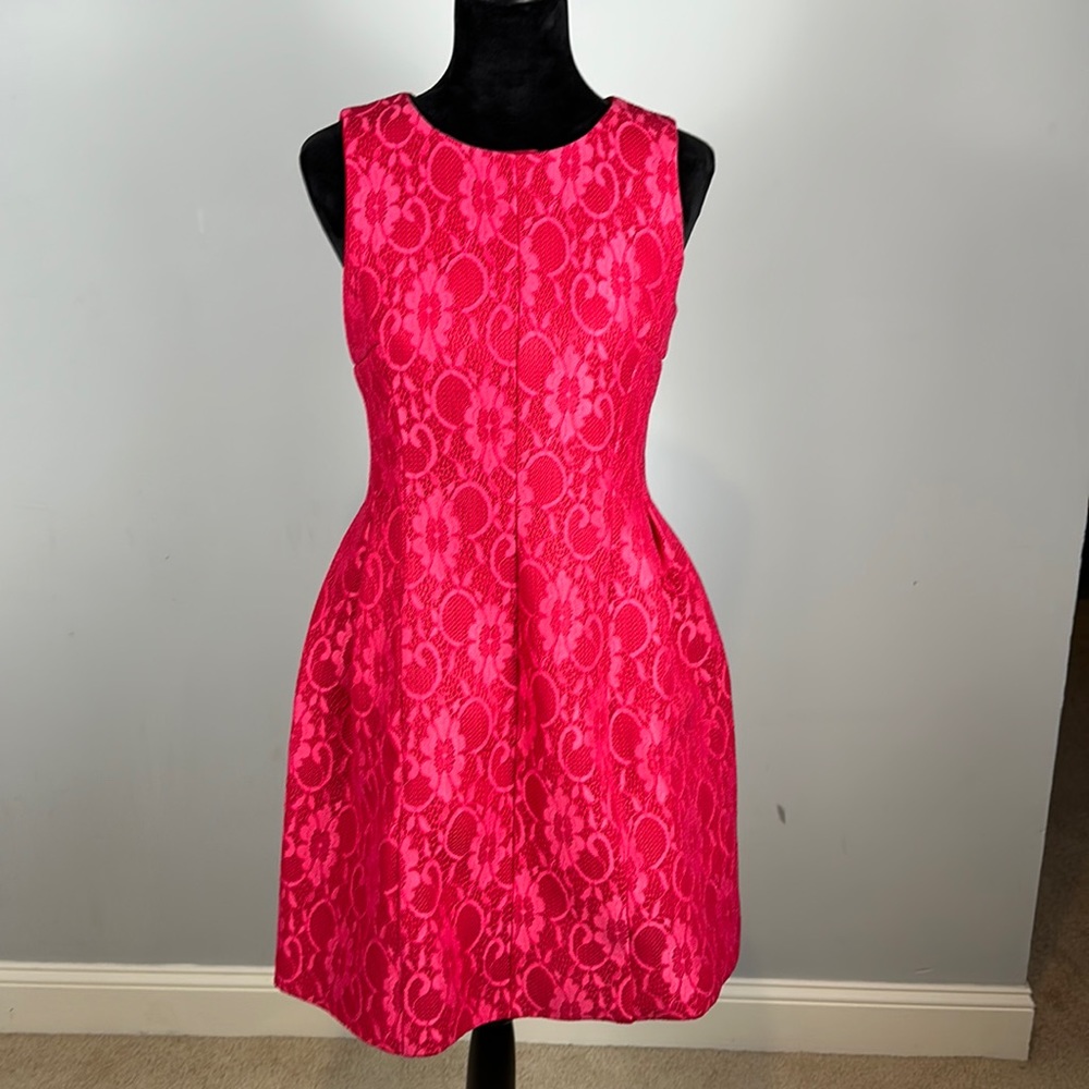 Hot pink lace Calvin Klein dress